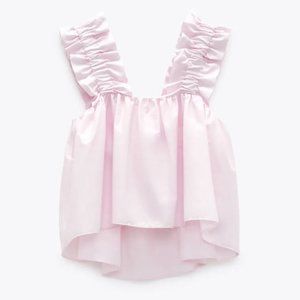 Zara Ruffled Poplin Top NWT